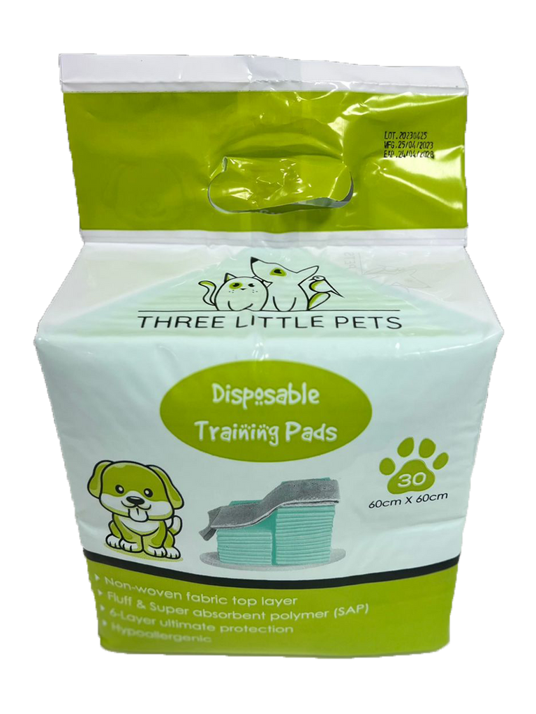 Three Little Pets Disposable Absorbent Quick Drying Leak-Proof Pee Pads 60X60cm, 30 Pieces