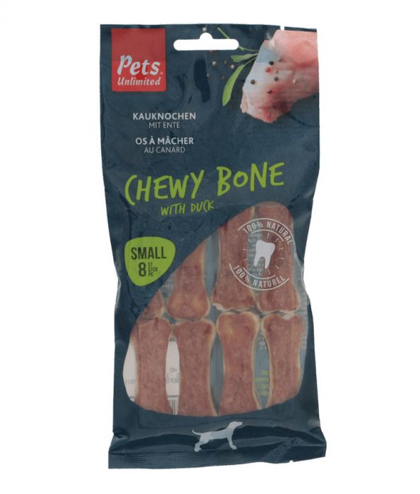 Pets Unlimited - Chewy Bone with Duck Small 8pcs (80g) - PetHaus General Trading LLC