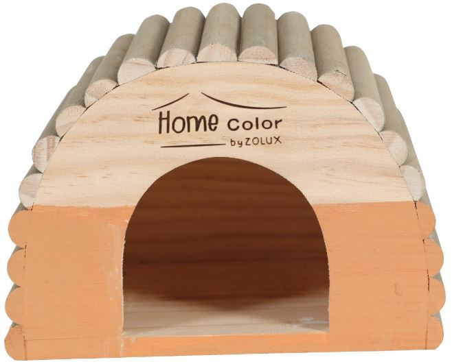 Zolux - Home Color Wooden House With Round Timbers (Medium/Orange) - PetHaus General Trading LLC