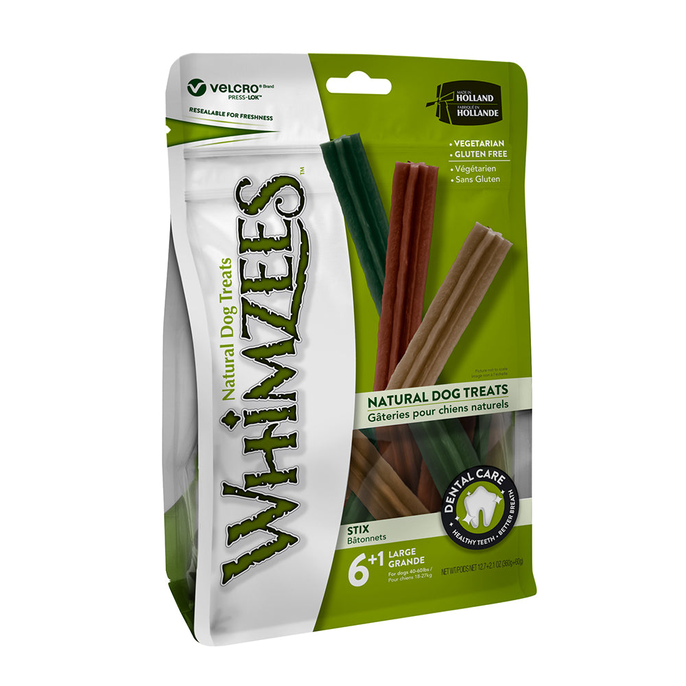 Whimzees - Stix Large Mix Brown / Green / Orange (6+1 pcs) - PetHaus General Trading LLC