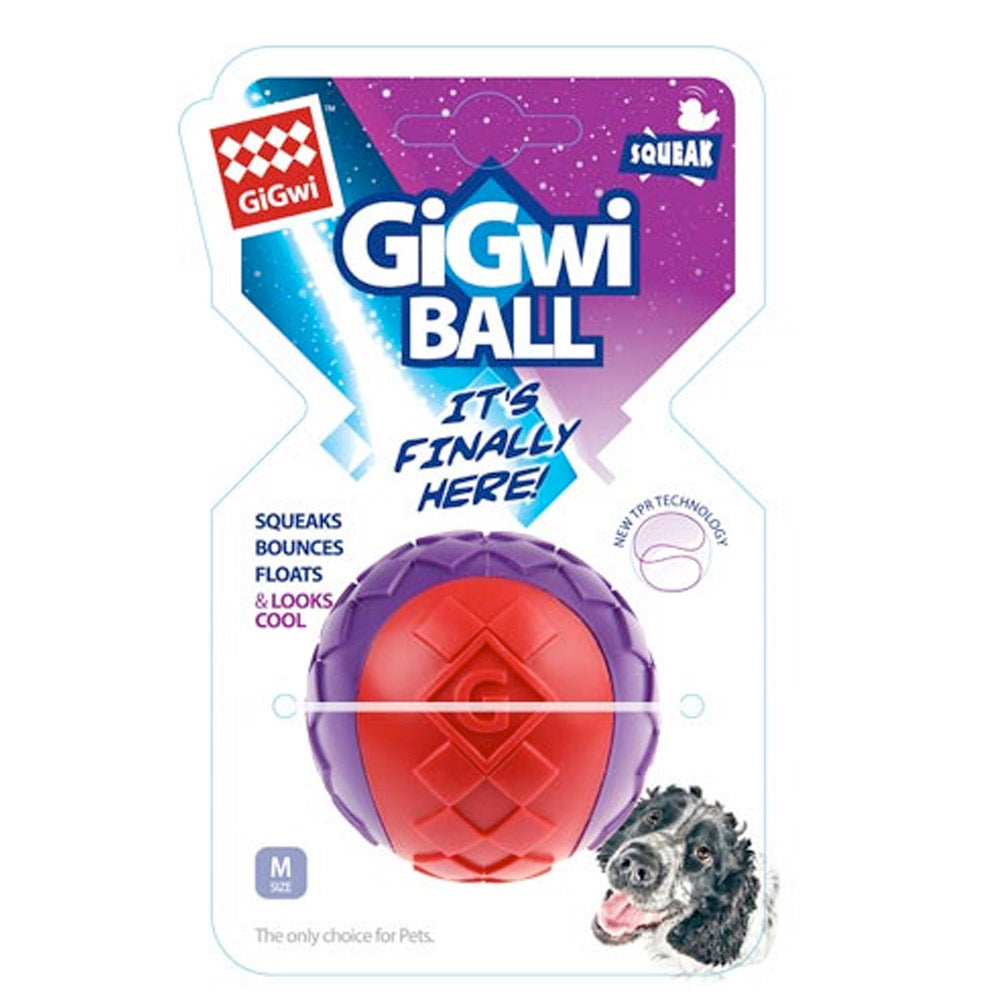 GiGwi - Ball Red/Purple Squeaker Solid - PetHaus General Trading LLC