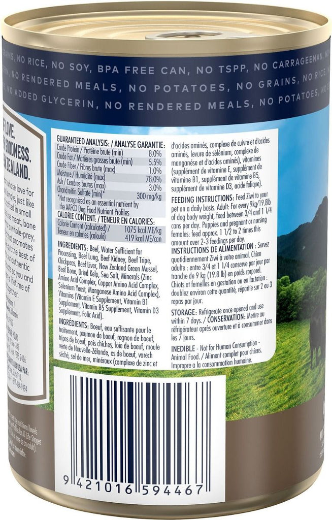Ziwi Peak - Beef Recipe Canned Dog Food (390g) - PetHaus General Trading LLC