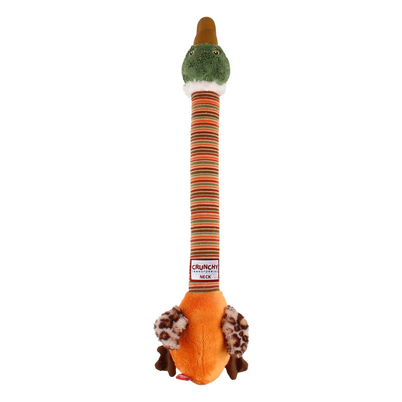 GiGwi - “Crunchy Neck” Duck with Bone & Squeaker (orange & Green)