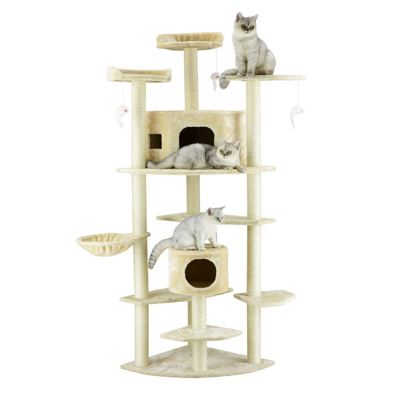 Go Pet Club - Large Cat Tree with Sisal Scratcher (Beige) - PetHaus General Trading LLC