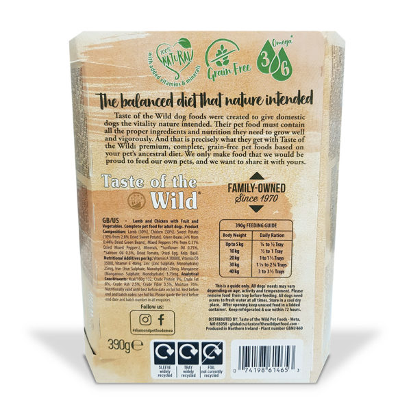 Taste of the Wild - Dog Wet Food LAMB Fruit & Veg Tray - PetHaus General Trading LLC