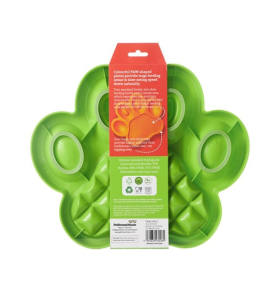 PetDreamHouse - Paw 2-In-1 Slow Feeder & Lick Pad Green - PetHaus General Trading LLC